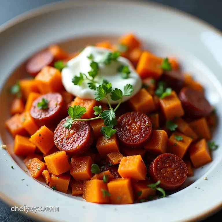 Sweet Potato Chorizo Hash with Fried Egg