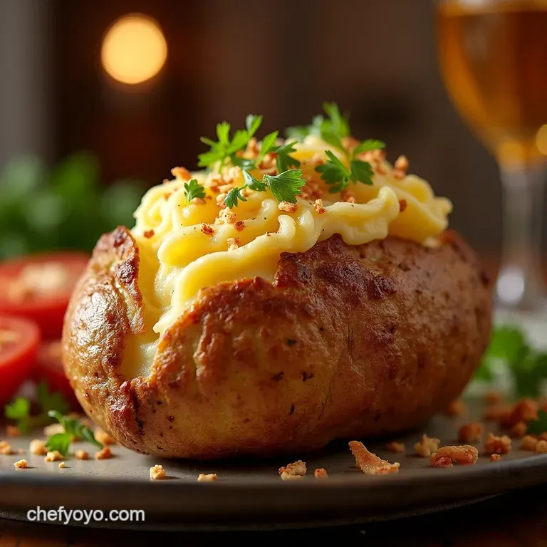 The Colossus Crispyskinned Triplefluffed Steakhouse Baked Potato presentation