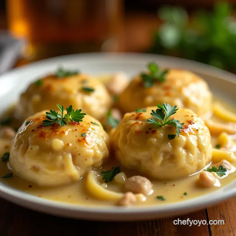 The Ultimate Comfort Bowl Rich Creamy Chicken and Dumplings presentation