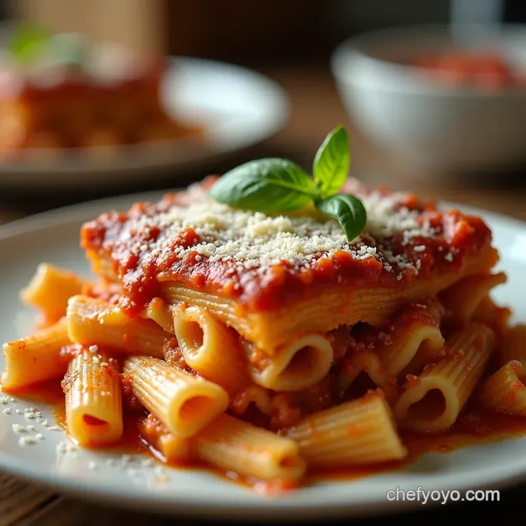 The Ultimate Crowdpleaser Baked Ziti Rich Ragu Creamy Ricotta Layers presentation