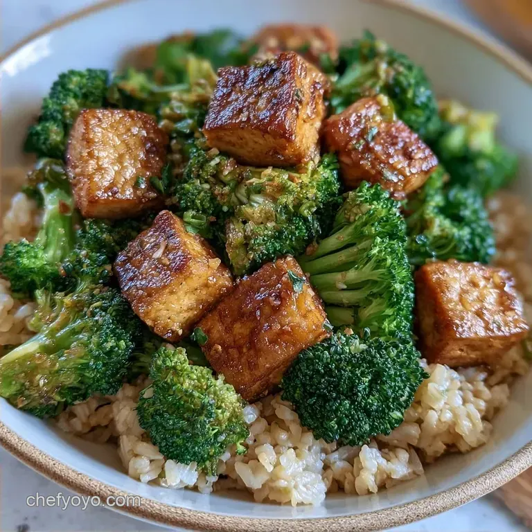 Tofu Brown Rice Bowl with Ginger Glaze