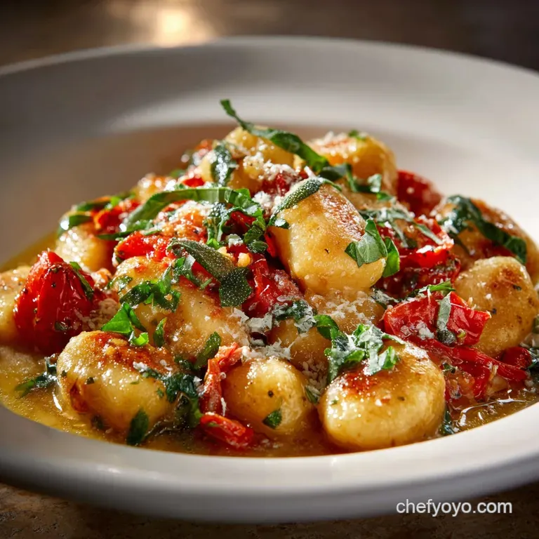 Tomato Gnocchi with Brown Butter and Crispy Sage presentation