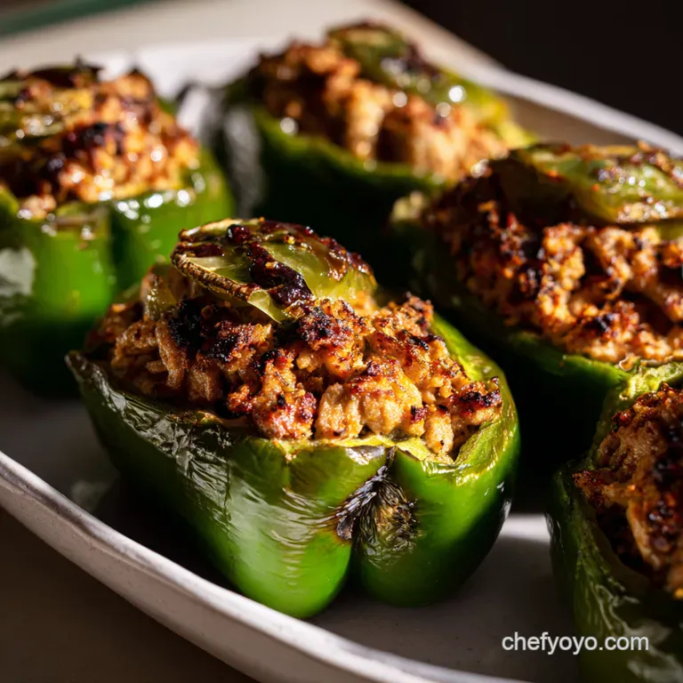 Turkey Chorizo Stuffed Poblano Peppers with CilantroLime Crema