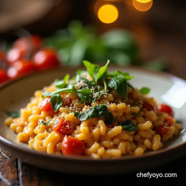 The Ultimate Tuscan Sunset Sundried Tomato and Spinach Risotto presentation