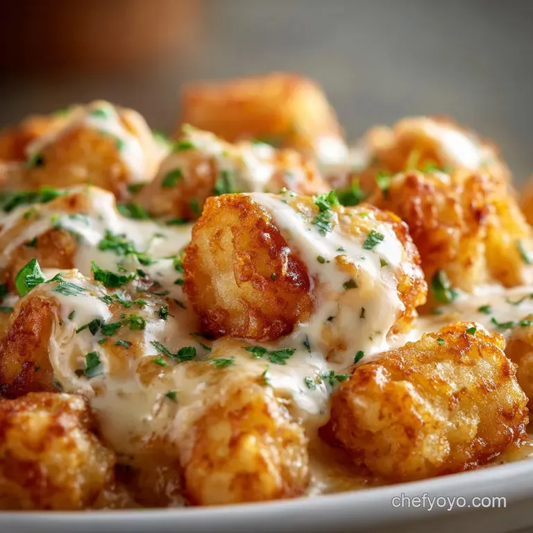 Tater Tot Casserole: Crispy Topping Homemade Cream Sauce