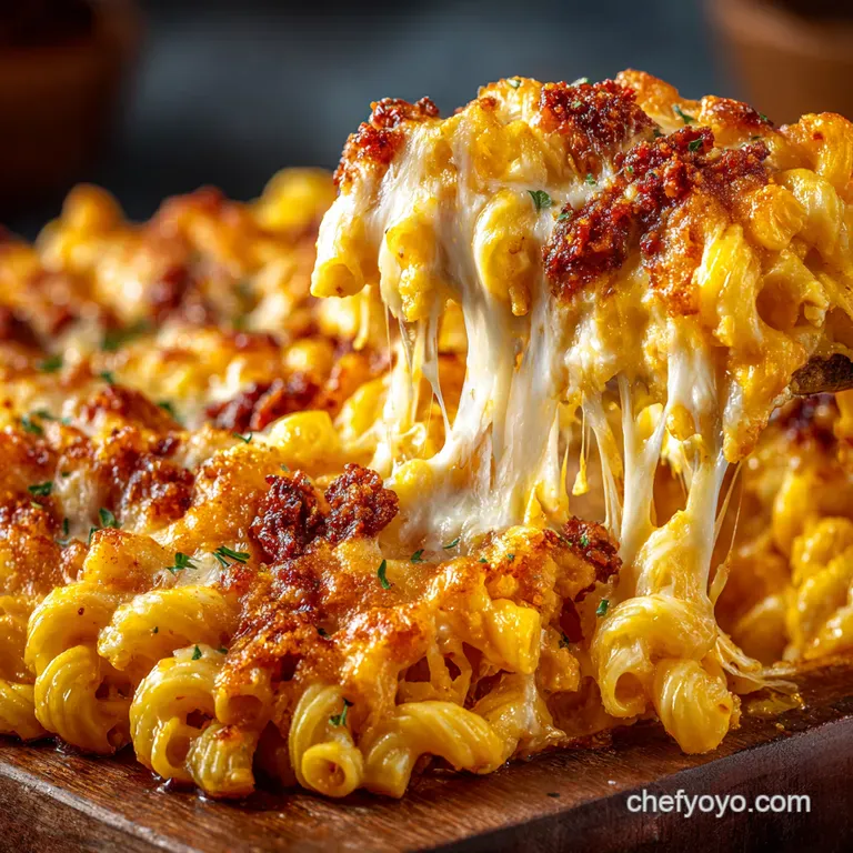 Ultimate Doublecheese Chorizo Mac Cheese Bake presentation