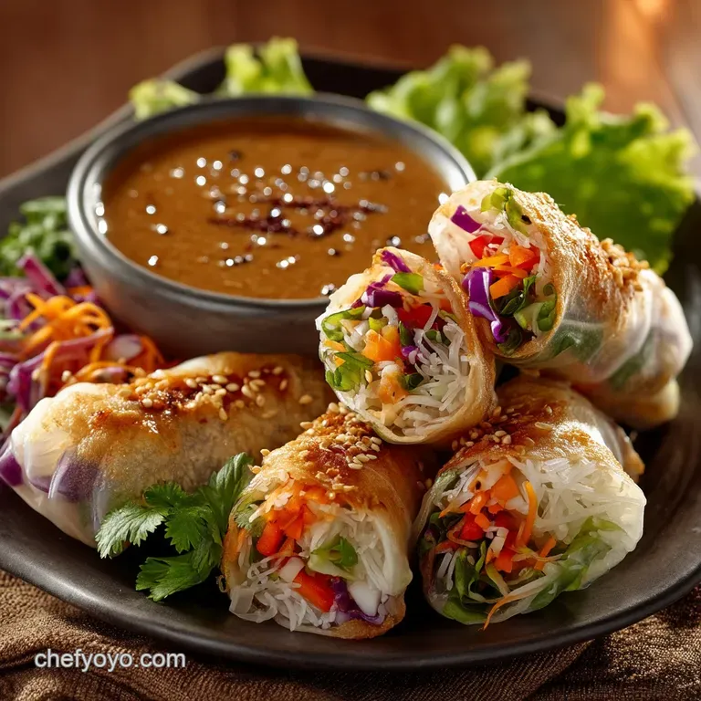 The Great British Spring Roll Fresh Herb Rolls Ultimate Satay Sauce presentation