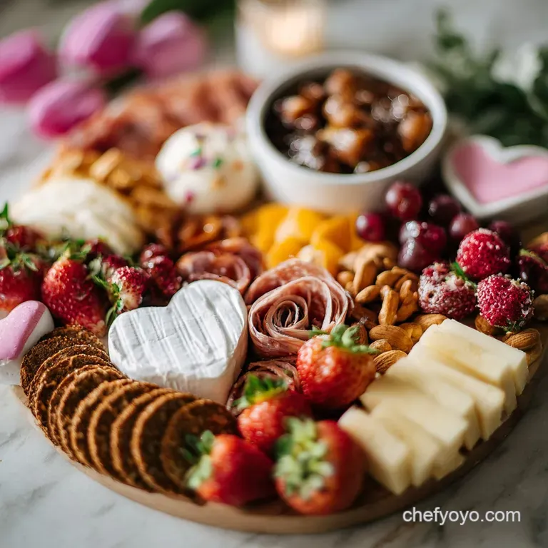 Valentine s Day Charcuterie Board Idea with Heart Shaped Cheeses