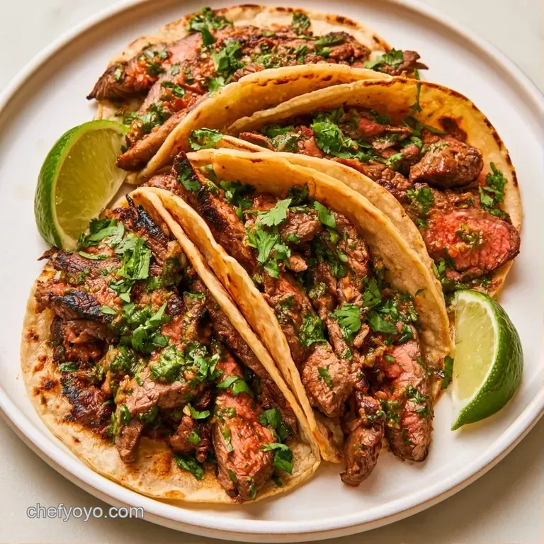 Four colorful tacos arranged on a slate platter with zesty lime wedges and a side of vibrant green salsa.