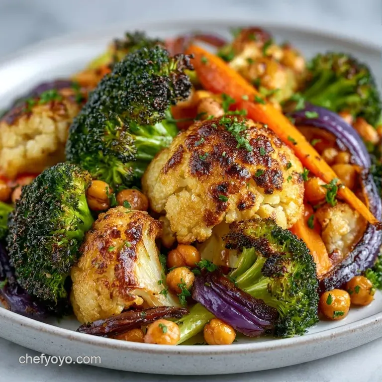 Vibrant roasted root vegetables and greens neatly arranged in a ceramic bowl with a drizzle of creamy tahini.