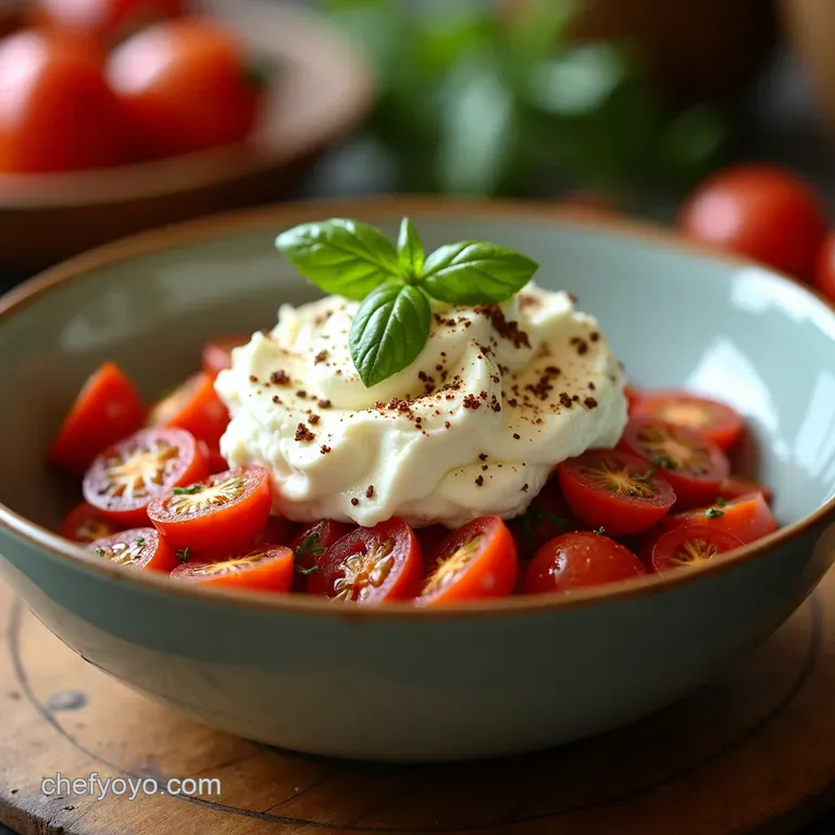 The Whipped Cloud Cottage Cheese Bowl with Burst Balsamic Tomatoes presentation