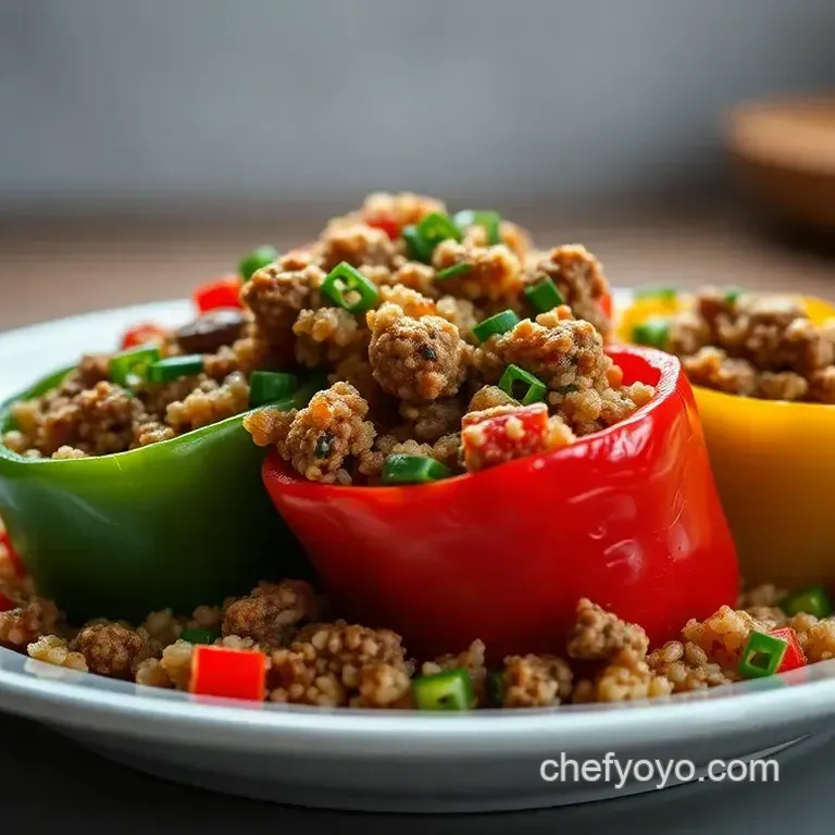 Wholesome Ground Beef & Quinoa Stuffed Bell Peppers