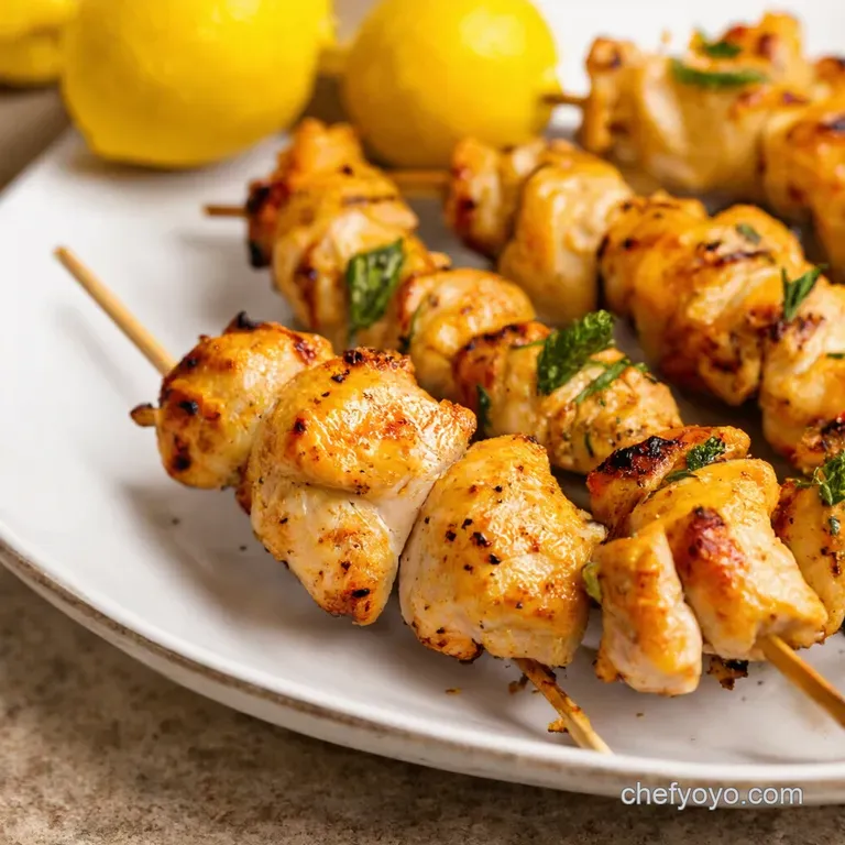 Zesty Lemon Herb Chicken Veggie Skewers presentation